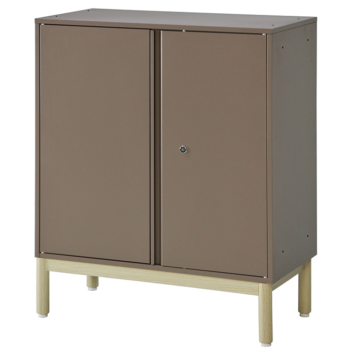 PREDONA スチール両開き扉書庫 2段 脚付き